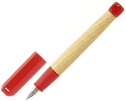 LAMY abc Füllhalter – Füller aus Ahornholz in der Farbe Rot oder blau mit Stahlfeder – Federstärke A und LH inkl. Laser-Gravur